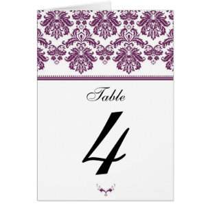 Plum Damask Table Seating Number