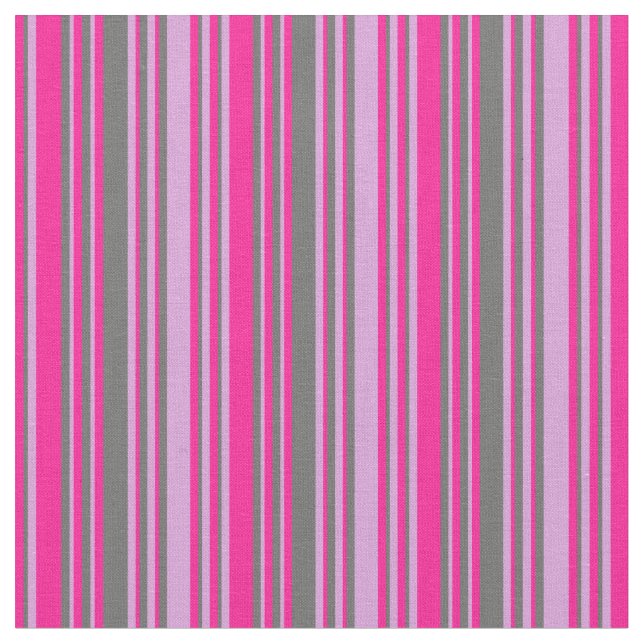 Plum, Dim Grey & Deep Pink Lined/Striped Pattern Fabric (Close Up)