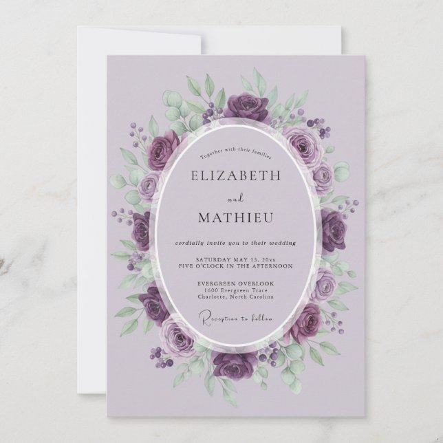 Plum Divine Spring Wedding Invitation (Front)