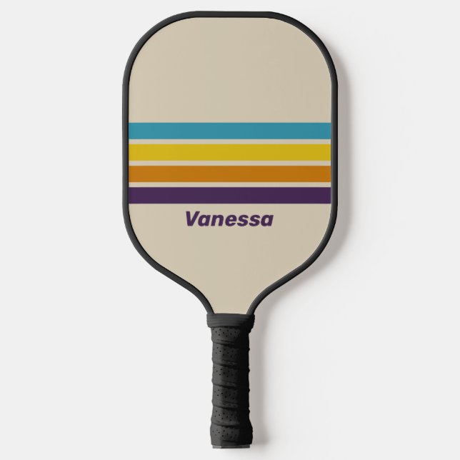 Plum Dust Rainbow Across Striping with Name Pickleball Paddle (Front)
