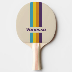 Plum Dust Rainbow Pin Striped with Name Ping Pong Paddle