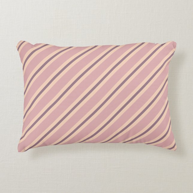 Plum, Dusty Pink And Peach Stripes Accent Pillow (Front)
