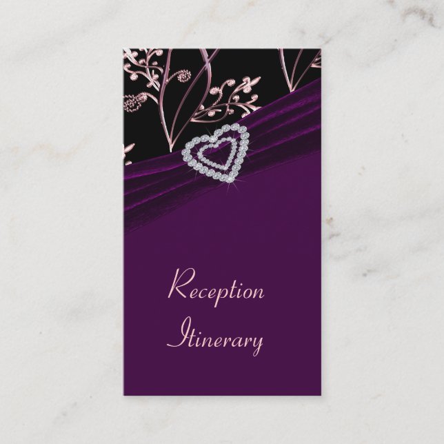 Plum Elegance Heart Floral Swirls Enclosure Card (Front)
