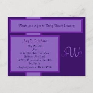 Plum Elegant Monogram Shower Invitation Postcard