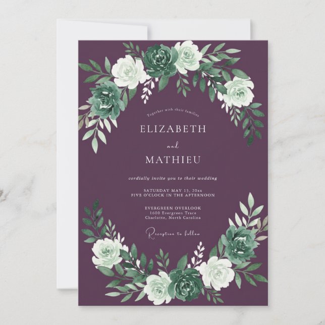 Plum Elegant Winter Wedding Invitation (Front)
