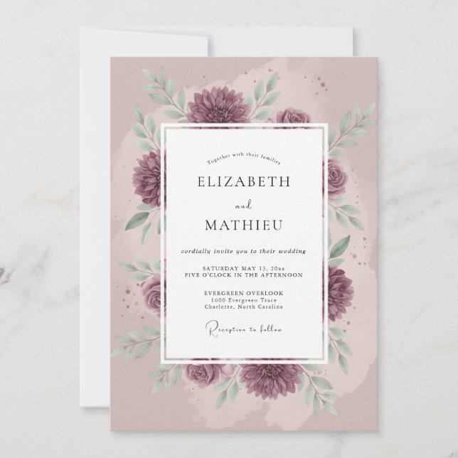 Plum Enchanting Autumnal Wedding Invitation (Front)