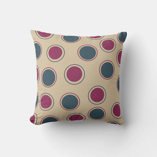 Plum et Cercles Turquoises American MOJO Coussin (Recto)