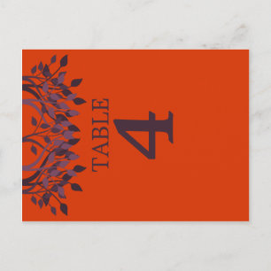 Plum et Orange Feuilles Numéro de tableau Cartes 4