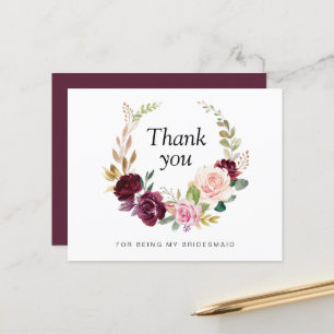 Plum et violet floraux Carte de remerciements Brid