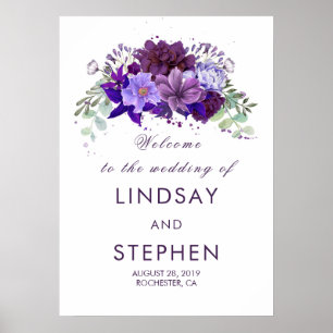 Plum et violet violet Mariage Floral Affiche de bi