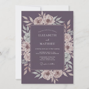 Plum Ethereal Blossom Wedding Invitation