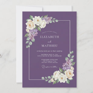 Plum Ethereal Botanical Wedding Invitation