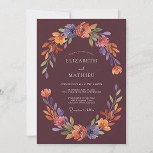 Plum Ethereal Flourish Wedding Invitation