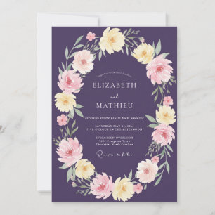 Plum Ethereal Garland Wedding Invitation