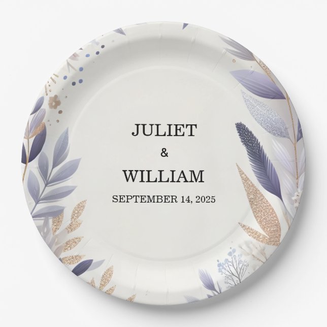Plum Fall Spring Summer Lavender Sage Wedding Paper Plate (Front)