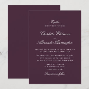 Plum Fall Winter Elegant Wedding Invitation