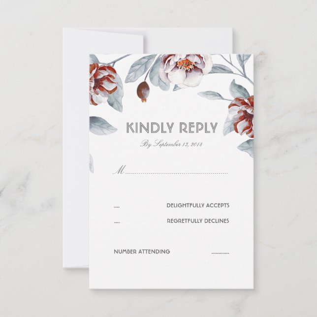 Plum Fleurs violettes Aquarelle Mariage RSVP Carte (Devant)