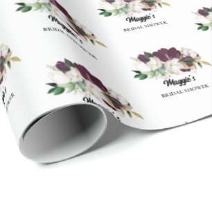 Plum Floral Bridal shower Wrapping Paper