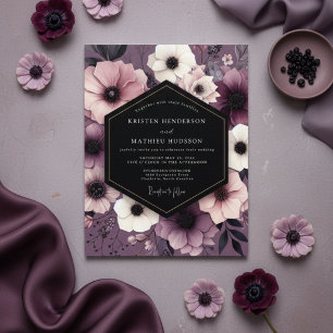 Plum Floral Opulent Wedding Invitation