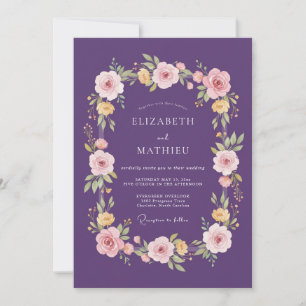 Plum Floral Romantic Blossom Wedding Invitation