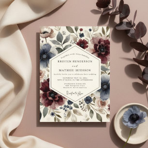 Plum Floral Whimsy Wedding Invitation