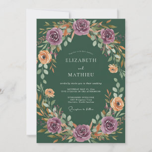 Plum Floral Woodland Wedding Invitation
