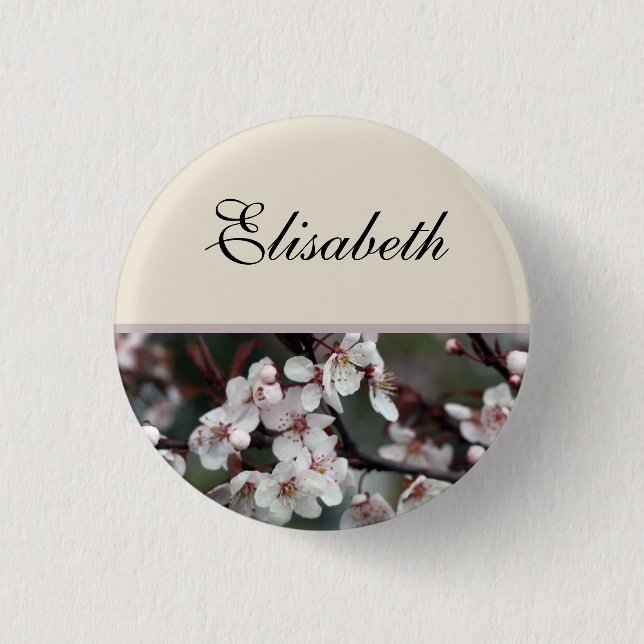 plum flower  wedding button (Front)