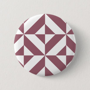 Plum Geometric Deco Cube Pattern 2 Inch Round Button