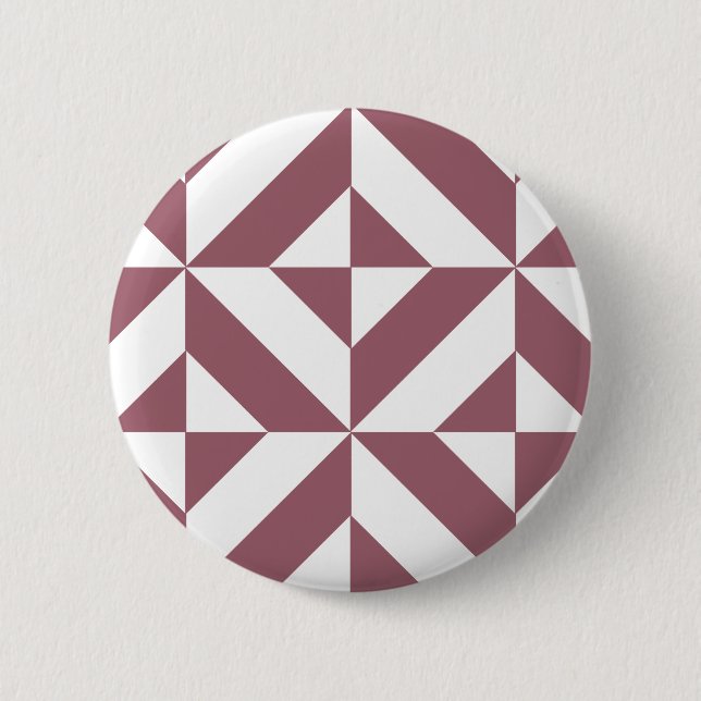 Plum Geometric Deco Cube Pattern 2 Inch Round Button (Front)