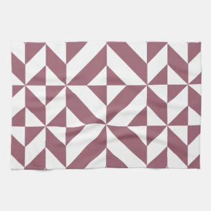 Plum Geometric Deco Cube Pattern Kitchen Towel