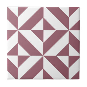 Plum Geometric Deco Cube Pattern Tile
