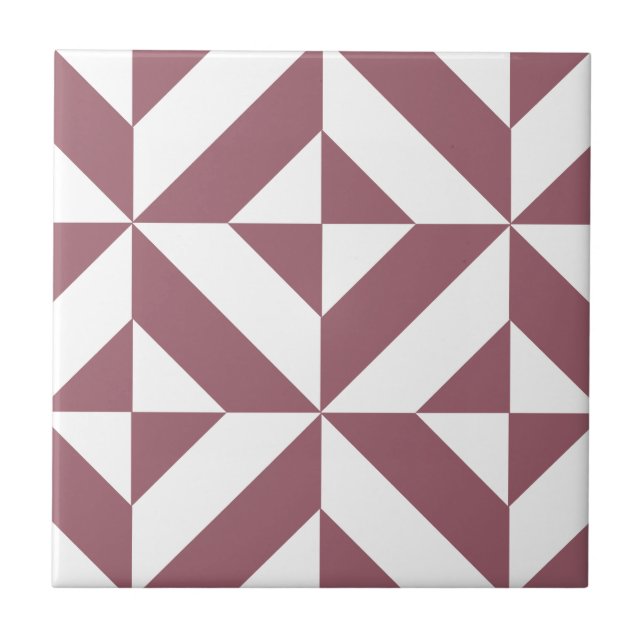 Plum Geometric Deco Cube Pattern Tile (Front)