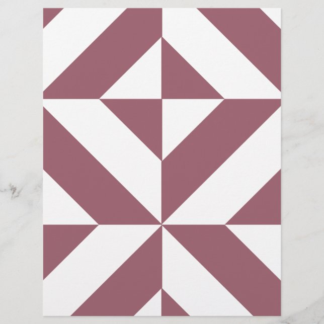 Plum Geometric Deco Cube Scrapbook Paper (Front)