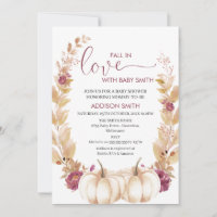 Plum Gold Pumpkin Fall In Love Baby Shower