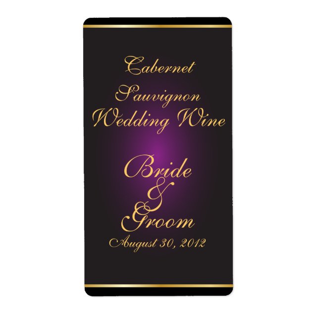 Plum & Gold  Wedding Wine Label (Front)