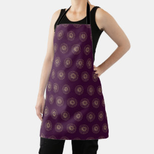 Plum Golden Zinnia Flower Medallions Apron