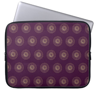 Plum | Golden Zinnia Flower Medallions Laptop Sleeve