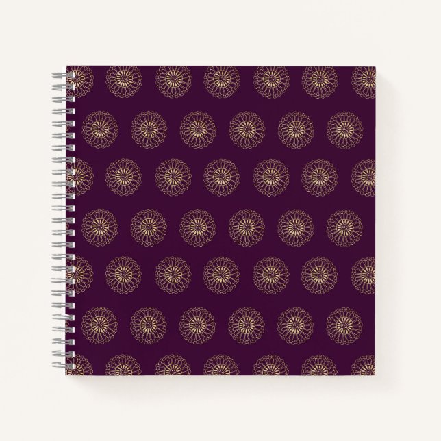 Plum | Golden Zinnia Flower Medallions Notebook (Front)