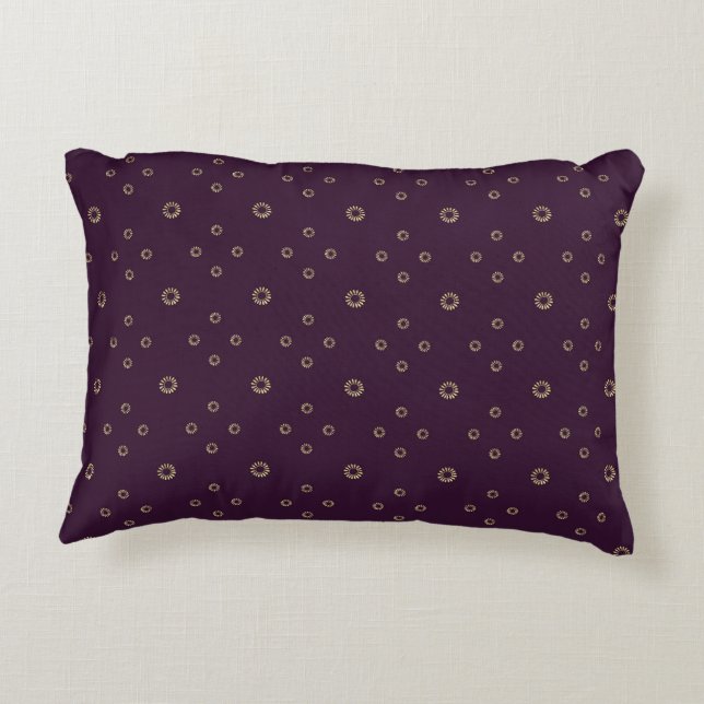 Plum | Golden Zinnia Sun Accent Pillow (Back)