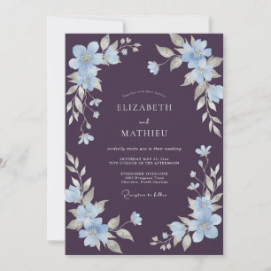 Plum Graceful Winter Wedding Invitation