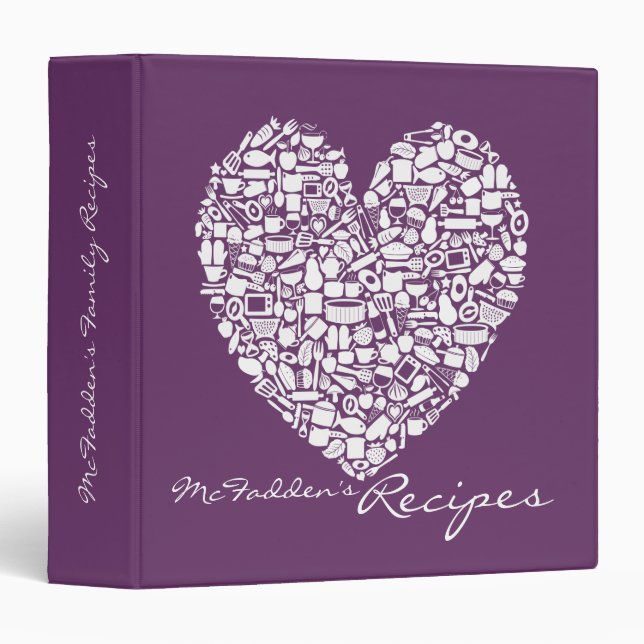 Plum Grape Purple Recipe Personalized Name Binder (Front/Spine)