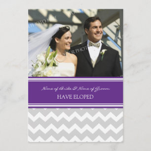 Plum Grey Chevron Photo Elopement Announcement