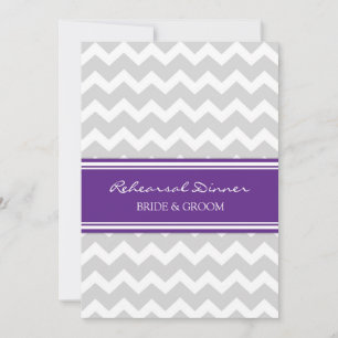 Plum Grey Chevron Rehearsal Dinner Party Invitation