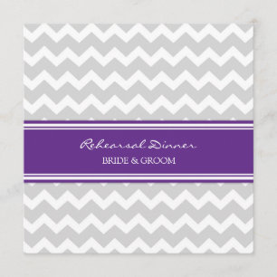 Plum Grey Chevron Rehearsal Dinner Party Invitation