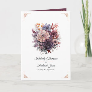 Plum, Grey, Copper and Dusty Rose Floral Wedding Program