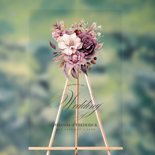 Plum, Grey, Cuivre et Dusty Mariage Rose Bienvenue (Neutre)