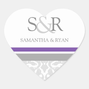 Plum Grey Damask Monogram Envelope Seal