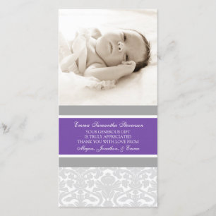 Plum Grey Thank You Baby Shower Photo Cards