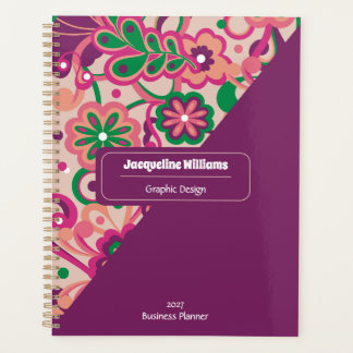 Plum Groovy Psychedelic 60s 70s Floral  Planner