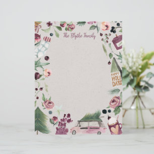 Plum Happy Christmas Letter Letterhead